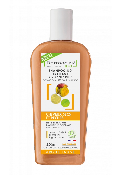 Shampoing Traitant Bio Cheveux Secs & Rêches 250ml argile jaune sans sulfates