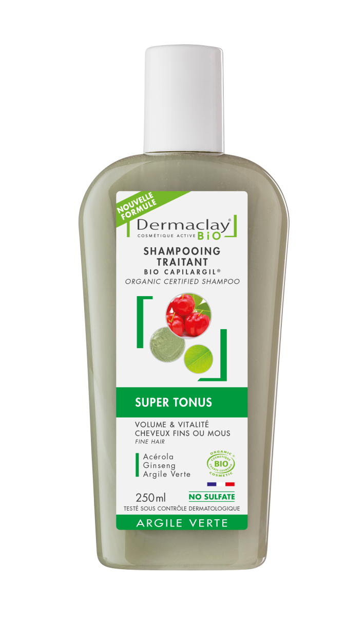 Shampooing BIO spécifique Super Tonus cheveux fins 250 ml Argile verte sans sulfates - Shampoing - 