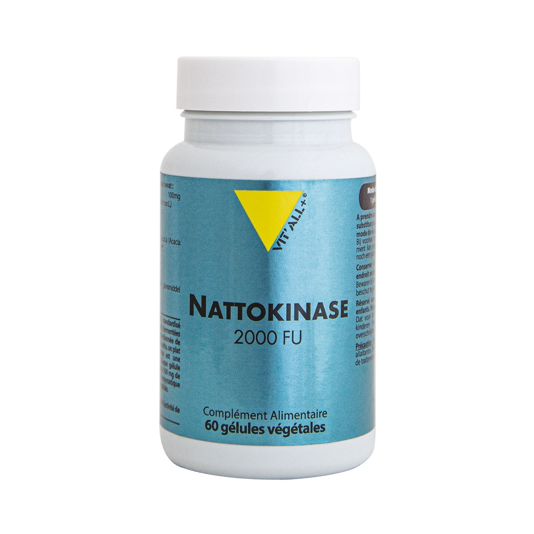 Nattokinase 100mg 2000 FU 60 gélules végétales.