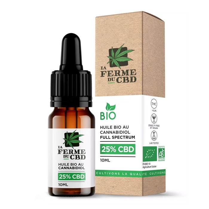 CBD 25% gouttes, Huile BIO au Cannabidiol DDM