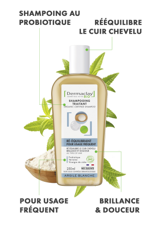 Shampoing traitant probiotique ré-équilibrant BIO pour usage fréquent sans sulfates - Shampooing - 