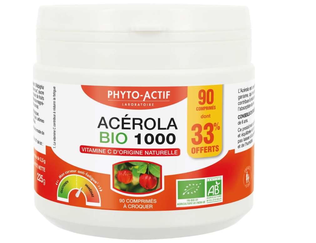 Acerola BIO 1000 - 90 comprimés dont 33% OFFERTS