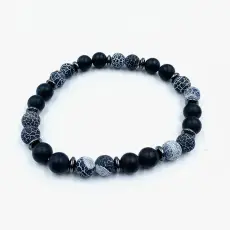 Bracelet homme Onyx, Pierre synthétique et Hématite